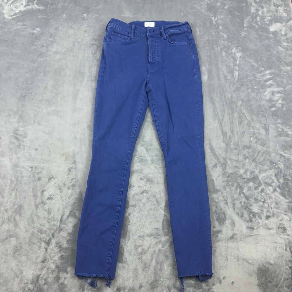 Mother The Stunner Ankle Fray Skinny Jeans Play Date Size 25  Mazerine Blue